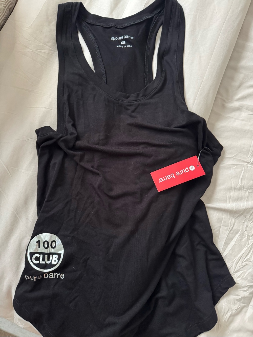Pure Barre Black Racerback Tank with 100 Club Logo - Women's XS
